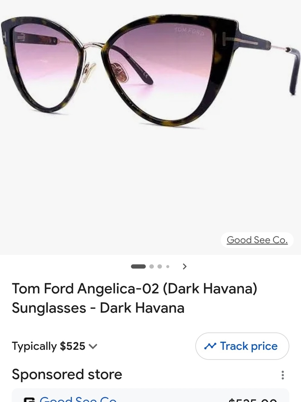 Tom Ford Dark Havana Cat-Eye Sunglasses  Gradient Lenses